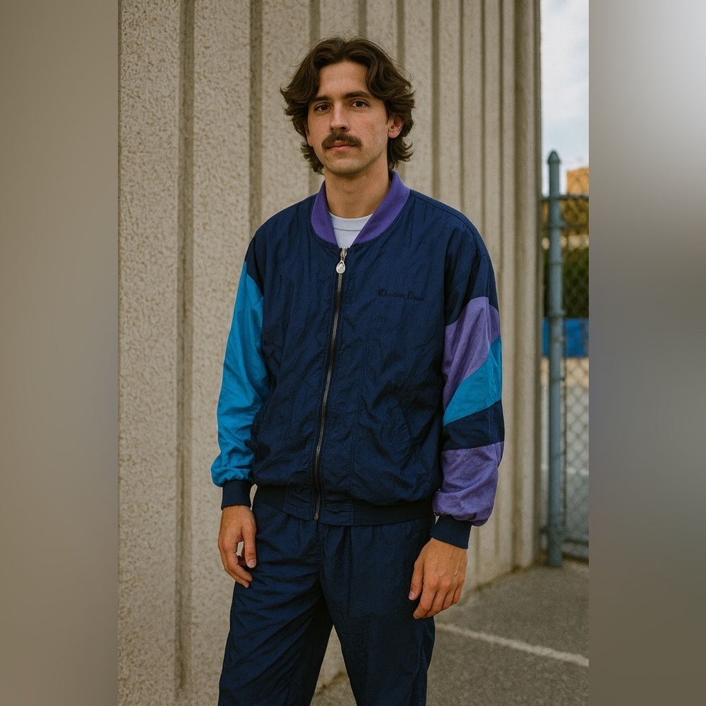Vintage Christian Dior Monsieur Men's Colorblock Tracksuit Set 90's Size L